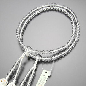 【数珠袋付き】八宗派兼用 数珠 女性用 尺寸(108玉) 本水晶 正絹房【京念珠 京都 尺玉 念誦 白房 IM 102880143】【送料無料】