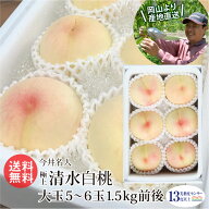 今井名人 極上 清水白桃 白桃 5〜6玉 1.5kg前後 ロイヤル級厳選平均糖度13度以上 お中元 白桃 岡山 産地…