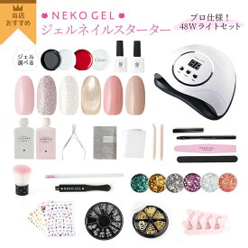 超豪華！特盛 ジェルネイル スターターキット 【本格48Wライトセット】なんとジェル10個入り！トレンドのマグネットネイル、ミラーネイルもできる♪ ネイルキット ネコジェル ジェルネイルセット セルフネイル ジェルネイル セット
