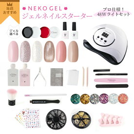 超豪華！特盛 ジェルネイル スターターキット 【本格48Wライトセット】なんとジェル10個入り！トレンドのマグネットネイル、ミラーネイルもできる♪ ネイルキット ネコジェル ジェルネイルセット セルフネイル ジェルネイル セット