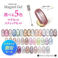 ★サマーセール★【選べるカラー】マグネットジェル5個＆スティックのセット マグネットネイル セット 磁…