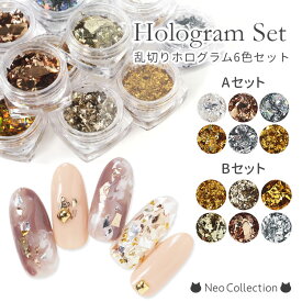 乱切りホログラム ニュアンスカラー6色セット ネイルパーツ ホイル