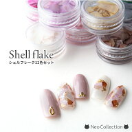 ネイルパーツ シェルフレーク 12色セット クラッシュシェル 貝殻 シェルプレート ジェルネイル ネイルア…