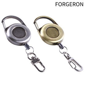 FORGERON ヴィンテージ風メタル カラビナリールキーホルダー リール付キーホルダー ナスカン付き リールキー キーリール リール式 リールストラップ カラビナ付 メンズ レディース ユニセックス 男女兼用 [672R]