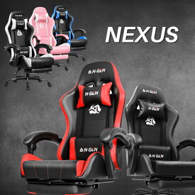 ゲーミングチェア オフィスチェア パソコンチェア PUレザー リクライニング オットマン付き 高さ調節 クッション付き 在宅ワーク ホームオフィス 高級 ハイバック N1-NEX