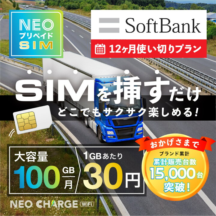 楽天市場】【SoftBank回線】大容量 100GB 12ヶ月使い切りプラン 契約 