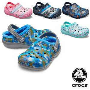 NbNX T_ CROCS NVbN vebh Ch NbO LbY classic printed lined clog kids xr[ & LbY qp 205815
