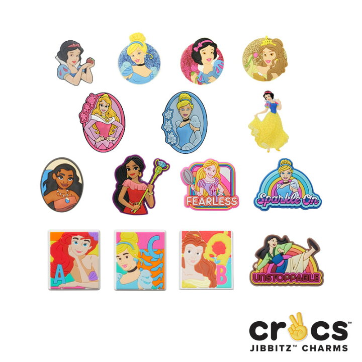 楽天市場 クロックス Crocs ジビッツ Jibbitz ディズニー プリンセス Disney Princess 白雪姫 シンデレラ アリエル 他 クロックス シューズアクセサリー キャラクター ゆうパケット可 Red 小物 2 Neo Globe