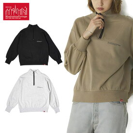 【ポイント5倍以上】マンハッタン ポーテージ Manhattan Portage Half-Zip Sweat Shirt Women’s MP-L107 ハーフジップ スウェット レディース 長袖 カットソー [AA]