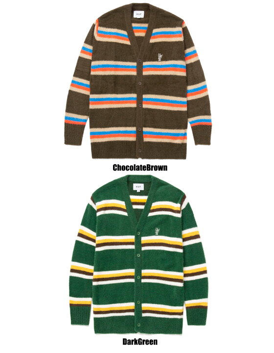 楽天市場】ハフ HUF 1984 MOHAIR STRIPE CARDIGAN モヘア カーディガン 