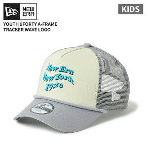 �j���[�G�� ���b�V���L���b�v �L�b�Y NEW ERA Youth 9FORTY A-Frame�g���b�J�[ Wave Logo �N���[���z���C�g/�O���[ �X�q �q�� 14746992