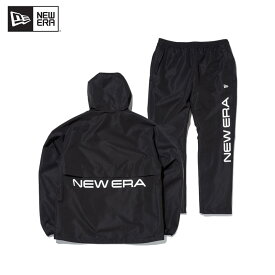 【4/23まで店内全品P5倍以上！】ニューエラ NEW ERA レインウェア ジャケット パンツ セット NEW ERA ロゴ Black ゴルフウエア セットアップ 上下セット 男性 [AA]