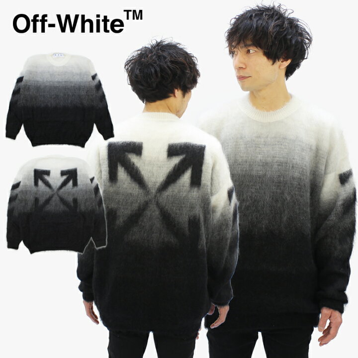 楽天市場】オフホワイト OFF-WHITE DIAG BRUSHED KNIT CREWNECK BLACK  