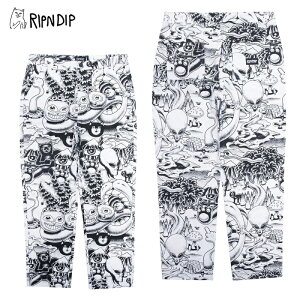 ���b�v���f�B�b�v RIPNDIP Dark Twisted Fantasy Twill Pants Black White �R�b�g���p���c �����O�p���c �j�� �����Y rnd9524