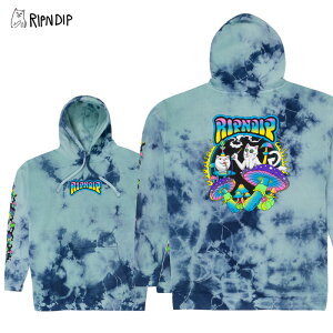 ���b�v���f�B�b�v �����Y �v�����g �X�E�F�b�g�p�[�J�[ RIPNDIP Psychedelic Garden Hoodie Navy Aqua Lightning Wash �X�E�F�b�g �t�[�h �v���I�[�o�[ �p�[�J�[ �j�� �����Y rnd9737