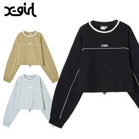 ＼P5-10倍／エックスガール X-girl CONTRAST LINE CROPPED SWEAT TOP ショート丈 スウェット カットソー トップス レディース [AA]