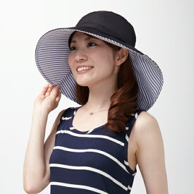 りぼんde調節UVカットつば広帽子　A03P02「UVカット 遮熱 つば広 帽子 紫外線対策 」