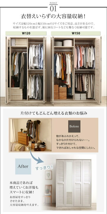 楽天市場】まるで造り付け ミラー付き ルーバー折れ戸式ワードローブ 