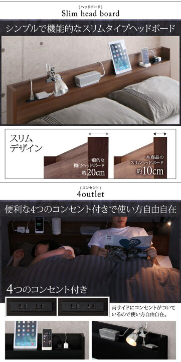楽天市場】スリム棚・多コンセント付き・収納ベッド Splend スプレンド 