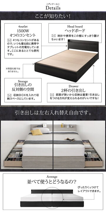 楽天市場】スリム棚・多コンセント付き・収納ベッド Splend スプレンド 