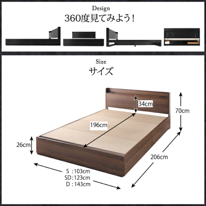 楽天市場】スリム棚・多コンセント付き・収納ベッド Splend スプレンド 