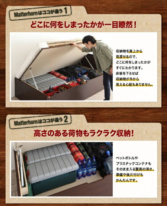 楽天市場】組立設置付 アウトドア収納跳ね上げベッド Matterhorn 