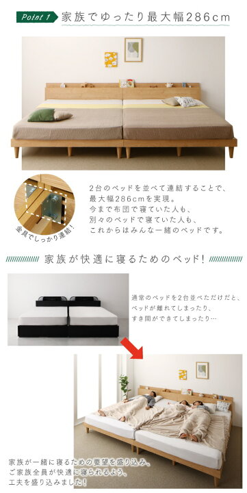 楽天市場】棚コンセント付き ツイン連結すのこファミリーベッド Famine 