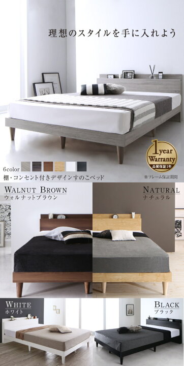 楽天市場】棚・コンセント付きデザインすのこベッド Alcester 
