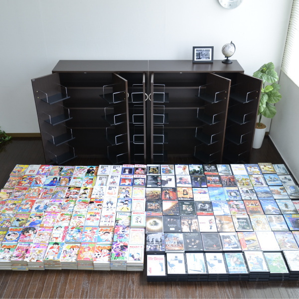 日本製 DVDラック 2個組 CD・コミック本ストッカー収納ホワイト 本棚　 幅90×高93cm 「おしゃれ 大容量　大量収納 ディスプレイ 棚 収納  ラック CDストッカー DVDストッカー 日本製 木製 最大収納DVDで800枚 js70-set2」 | 激安輸入雑貨店