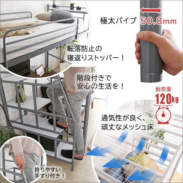 楽天市場】階段付き ロフトベット 【KRATON-クラートン-】 インテリア  