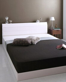 棚・コンセント付きレザーすのこベッド Ivan イヴァン ボンネルコイルマットレス付き ダブル　　「すのこベッド 通気性良い レザーベッド 高級感 フレーム国産 マットレス付き」