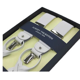 サスペンダー メンズ 紳士 男性用 牛革(レザー) 本革 革 フォーマル　Y型　2WAY　ホワイト サスペンダー ALBERT THURSTON アルバートサーストン