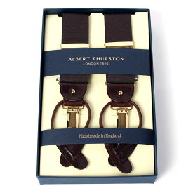 ALBERT THURSTON アルバートサーストン サスペンダー Y型 35mm 2way レザーエンドタイプ クリップ メンズ 英国産 イギリス ブランド 結婚式 冠婚葬祭 礼装 パーティー フォーマル シンプル おしゃれ かっこいい ブラウン yama-at-brown