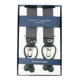 ALBERT THURSTON アルバートサーストン サスペンダー Y型 35mm 2way レザーエンドタイプ クリップ メンズ 英国産 イギリス ブランド 結婚式 冠婚葬祭 礼装 パーティー フォーマル シンプル ビジネス カジュアル おしゃれ かっこいい ダークグレー yama-at-darkgrey