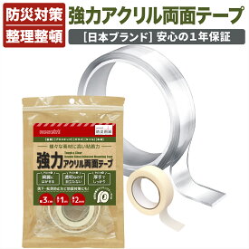 【スーパーSALE 最大30%OFFクーポン配布中!!】[ネセクト] 強力両面テープ 防災テープ アクリル 透明 剥がせる 転倒防止 落下防止 地震対策[日本国内企画品 1年保証]