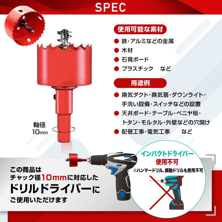 楽天市場 メーカー３年保証 バイメタルホールソー ホルソー 工具 穴あけ 1mm Hss M42材質 ドリル ステンレス 金属 木工 合板 石膏 プラスチック アルミ 鉄 ダウンライト 切削 Diy専門誌 ドゥーパ 掲載 Neshexst Rd00シリーズ Neshexst Online