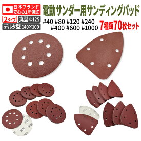 【レビューで防災セットプレゼント！】 サンディングパッド 70枚セット 吸塵穴つき マジックタイプ (ランダムサンダー・デルタサンダー・電動サンダー用)[日本国内企画品][ネセクト]