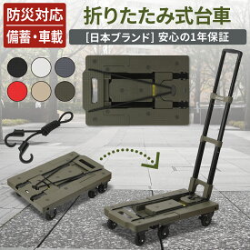 [ネセクト] 折りたたみ式台車 耐荷重150kg 軽量コンパクト 高さ調整可能 7輪大径静音キャスター 伸縮荷台 固定用ゴムロープ付属 防災用台車 アウトドア 屋外対応 平台車 [日本国内企画品 1年保証]