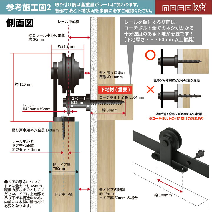 Amazon.co.jp: 吊り引き戸レール、 5/5.5/6/6.6FT バイパススライド 