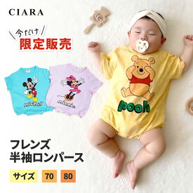 【本日限定 500円オフクーポン】 ロンパース 子供 半袖 デイリー 男の子 女の子 ベビー 赤ちゃん かわいい ディズニー ギフト お揃い 可愛い パーティ お揃いコーデ ミッキーマウス ミニーマウス プーさん 子ども こども キッズ 春 tdm 月齢 フォト 母の日 夏