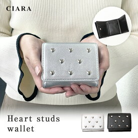【スタート最大半額！】 財布 三つ折 コンパクト かわいい ミニ財布 レディース 三つ折り ハート スタッズ 合皮 ウォレット 10代 20代 小さい モード カジュアル 地雷系 小さめ お財布 大容量 おしゃれ td プレゼント ギフト 夏