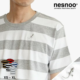 nesnoo tシャツ 守宮 和柄 半袖 カットソー 刺しゅう ボーダー シンプル メンズ レディース ユニセックス 服 S M L XL 丈夫 カジュアル 夏服 夏 ブランド 模様 イラスト 絵 デザイン 和風