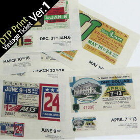 ( カットクロス ) vintage ticket ver.1(ヴィンテージチケット)ハンドスパンイラストカット【 手作り 手芸 ミニカットクロス 】 【 商用利用可 】