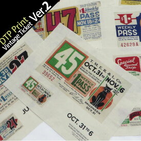 ( カットクロス ) vintage ticket ver2(ヴィンテージチケット)ハンドスパンイラストカット【 商用利用可 】