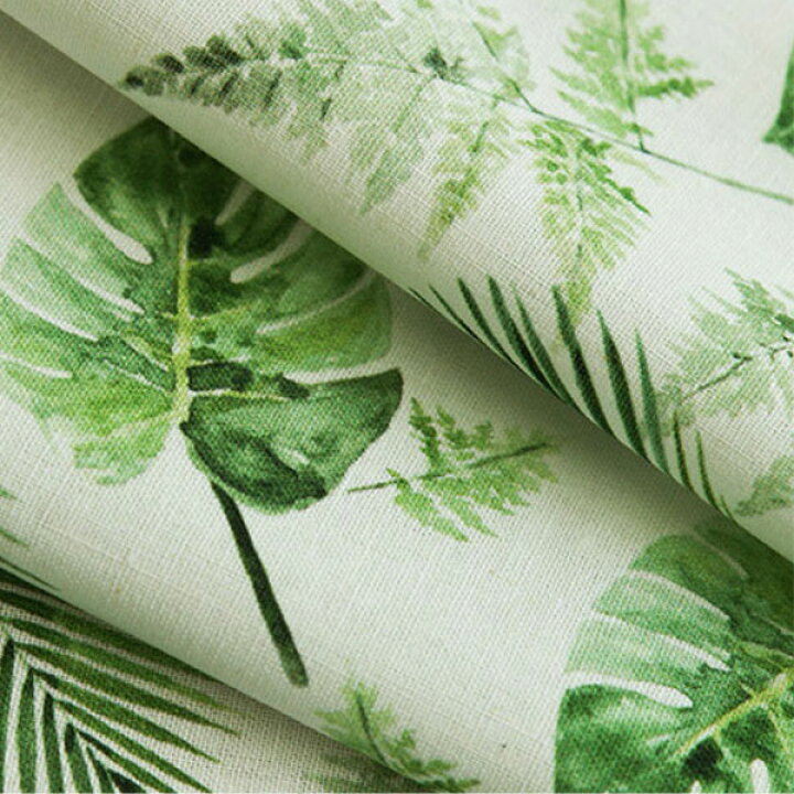 楽天市場 リネン グリーナリー 生地 布 手作り 手芸 花柄 植物柄 モンステラ 商用利用可 マスク素材と手芸生地のネスホーム