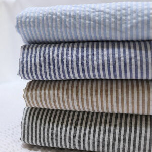 【 アウトレット 】( コットン ) 先染め 2mm ストライプ スラブ リップル コットン │ 大幅 150cm 【 商用利用可 】