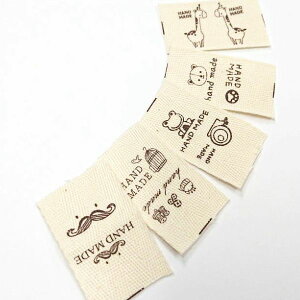 ( ラベル ) 挟みタグプチハンドメイド/コットンラベル(5個セット) 【 商用利用可 】