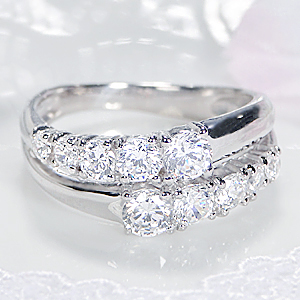 公式のpt950　1.0ct　10ダイヤモンド リング 無色透明プラチナ 婚約指輪 結婚指輪 人気 10周年 結婚記念日 リング ダイア 指輪 婚約 ジュエリー プレゼント 二連 スイート テン 