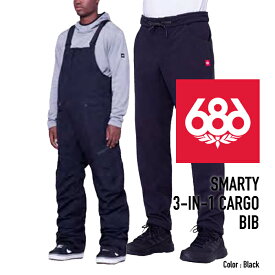 [日本正規品]スノーボード ウェア シックスエイトシックス パンツ 2024 686 MEN'S SMARTY 3-IN-1 CARGO BIB Black スマーティー3イン1カーゴパンツ スノボー 23-24 男性 メンズ カーゴ ビブパンツ