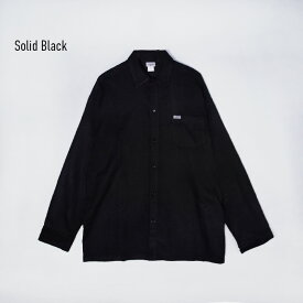 レビューでクーポン★キャルトップ 長袖シャツ caltop 2000 LONG SLEEVE FLANNEL SHIRT Solid Black ソリッドブラック シャツ ネルシャツ フランネル ボタン アメカジ 西海岸 スケーター チカーノ ギャングスタ ヒップホップ サーフ サーフィン メンズ 男性